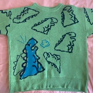 Knitted sweater green dinasours